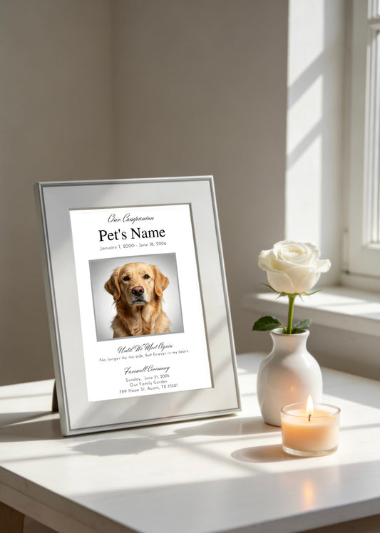 Minimalist Pet Memorial Card Template