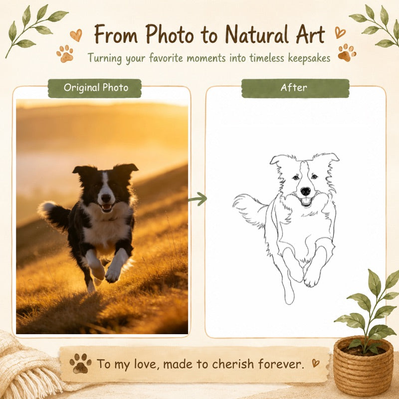 Custom Pet Line Art Portrait | Minimalist Digital Drawing