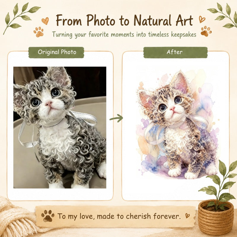 Custom Watercolor Pet Portrait | Dreamy Digital Memorial Painting